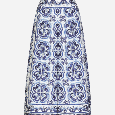 Dolce & Gabbana Majolica-print Poplin Culottes In Multicolor