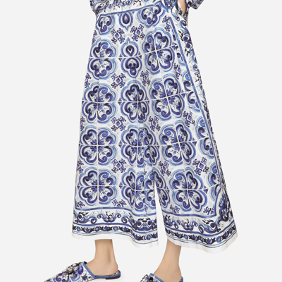 Dolce & Gabbana Majolica-print Poplin Culottes In Multicolor