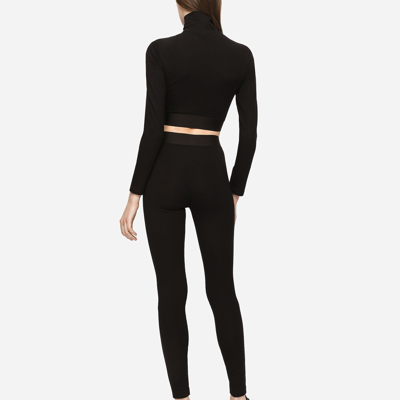 Dolce & Gabbana Jersey Leggings With Branded Elastic In Black