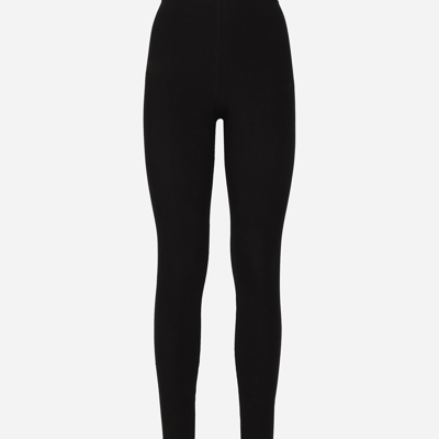 Shop Dolce & Gabbana Jersey Leggings With Branded Elastic In Black