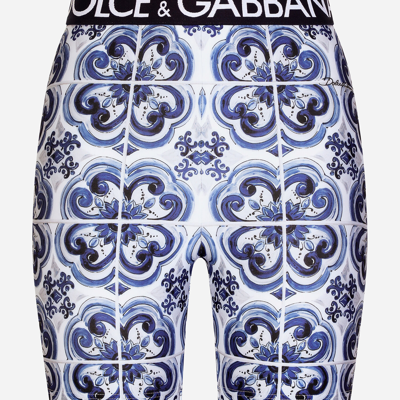 Dolce & Gabbana Logo-band Tile-print Lycra Biker Shorts In Multicolor