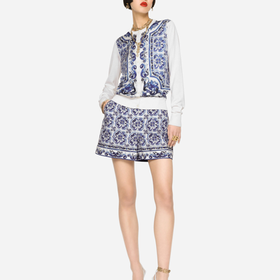 Shop Dolce & Gabbana Majolica-print Silk And Twill Cardigan In Multicolor