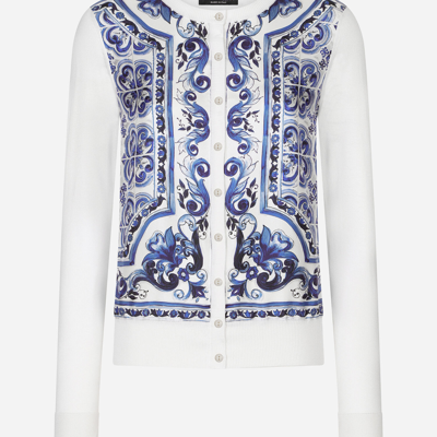 Shop Dolce & Gabbana Majolica-print Silk And Twill Cardigan In Multicolor