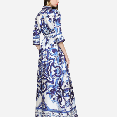 Dolce & Gabbana Foulard-print Belted Silk Twill Long Robe In Multicolor