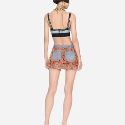 Shop Dolce & Gabbana Fur-effect Jacquard Miniskirt In Multicolor
