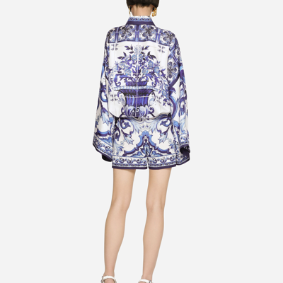 Dolce & Gabbana Pottery Printed Twill Slit Shirt In Multicolor