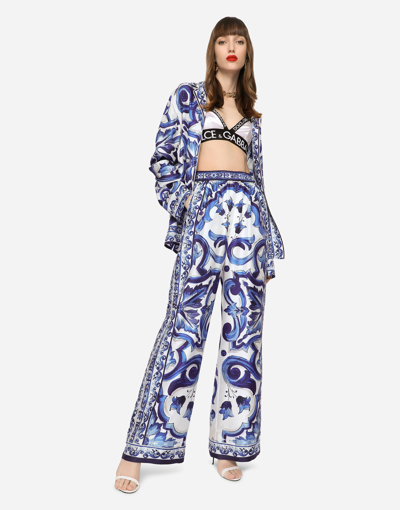 Dolce & Gabbana Majolica-print Twill Pajama Shirt In Multicolor