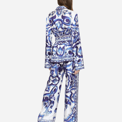 Dolce & Gabbana Majolica-print Twill Pajama Shirt In Multicolor
