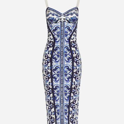 Dolce & Gabbana Majolica-print Bustier Dress In Multicolor