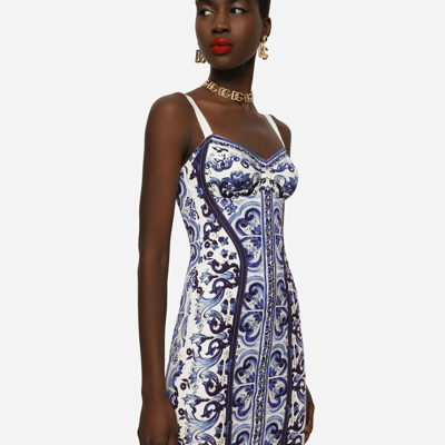 Dolce & Gabbana Majolica-print Bustier Dress In Multicolor