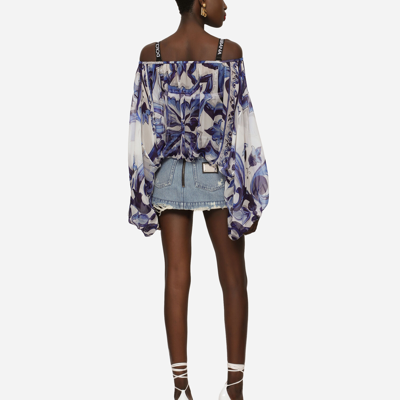 Dolce & Gabbana Zebra-print Chiffon Blouse In Multicolor