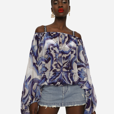 Dolce & Gabbana Zebra-print Chiffon Blouse In Multicolor