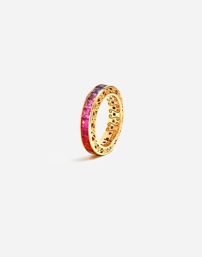 Shop Dolce & Gabbana Multicolor Sapphire Wedding Ring In Gold