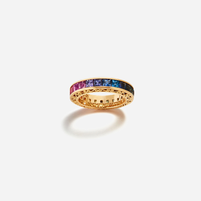 Shop Dolce & Gabbana Multicolor Sapphire Wedding Ring In Gold