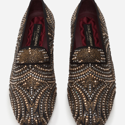 Shop Dolce & Gabbana Slippers In Velvet With Crystals In Multi-colored