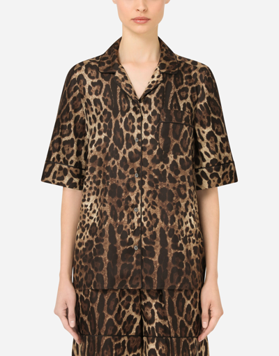 Dolce & Gabbana Diva Leopard-print Silk-twill Shirt In Animal Print