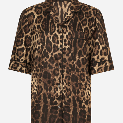 Dolce & Gabbana Diva Leopard-print Silk-twill Shirt In Animal Print