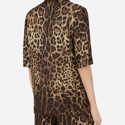 Dolce & Gabbana Diva Leopard-print Silk-twill Shirt In Animal Print