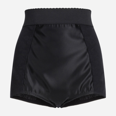 Dolce & Gabbana High-waisted Satin Briefs In Black