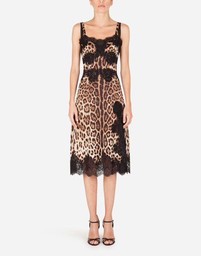 Dolce & Gabbana Leopard-print Satin Slip Dress In Animal Print
