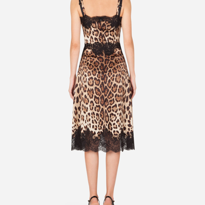Shop Dolce & Gabbana Leopard-print Satin Slip Dress In Animal Print