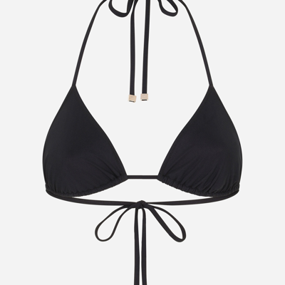 Shop Dolce & Gabbana Leopard-print Triangle Bikini Top In Black