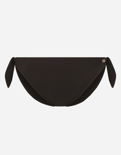 Shop Dolce & Gabbana Tie Bikini Bottoms In Nero