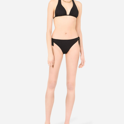 Shop Dolce & Gabbana Tie Bikini Bottoms In Nero