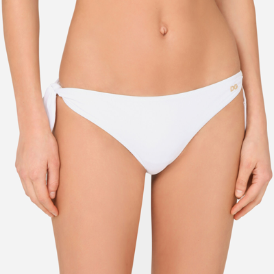 Shop Dolce & Gabbana Tie Bikini Bottoms In White