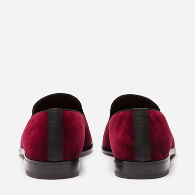 Shop Dolce & Gabbana Velvet Slippers In Burgundy