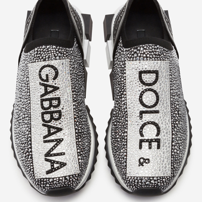 Shop Dolce & Gabbana Sorrento Sneakers With Fusible Crystals In Grey/black