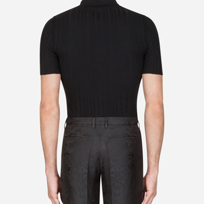 Shop Dolce & Gabbana Wool Knit Polo Shirt In Black