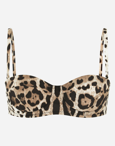 Shop Dolce & Gabbana Leopard-print Balconette Bikini Top In Stampa Leo