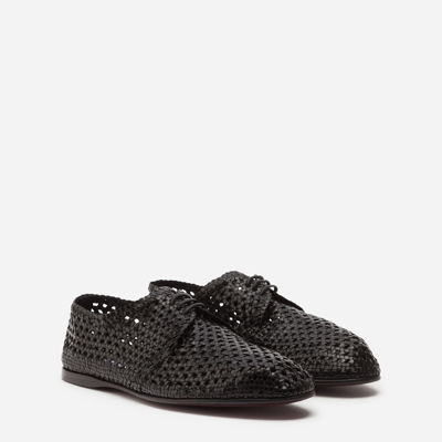 Shop Dolce & Gabbana Hand-woven Derby Shoes In Black