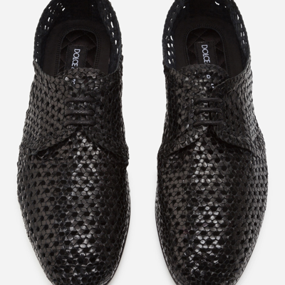 Shop Dolce & Gabbana Hand-woven Derby Shoes In Black