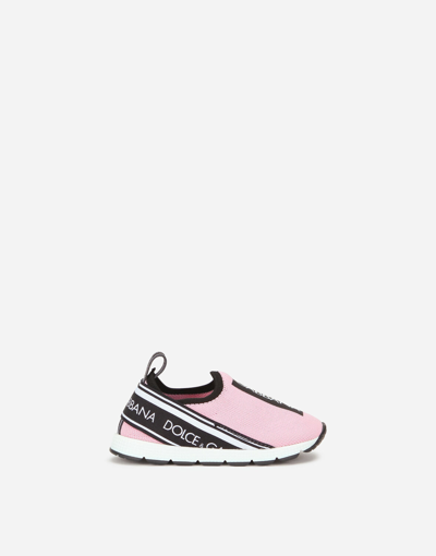 Shop Dolce & Gabbana Sorrento Slip-on Sneakers With Logo Tape In Pink