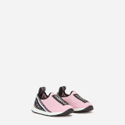 Shop Dolce & Gabbana Sorrento Slip-on Sneakers With Logo Tape In Pink