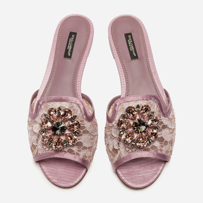 Dolce & Gabbana Rainbow Lace Brooch-detail Sandals In Blush