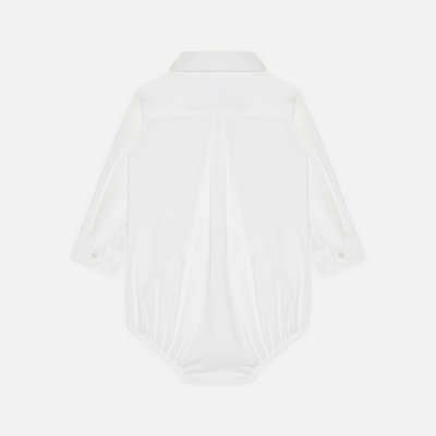 Shop Dolce & Gabbana Shirt Bodysuit In Stretch Poplin In White