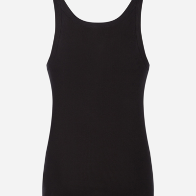 Shop Dolce & Gabbana Tank Top In Ribbed Cotton In Black