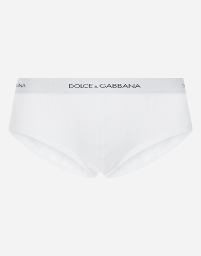 Shop Dolce & Gabbana Brando Briefs In Ribbed Cotton In White