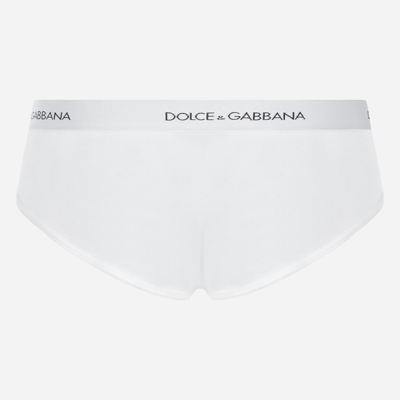 Shop Dolce & Gabbana Brando Briefs In Ribbed Cotton In White