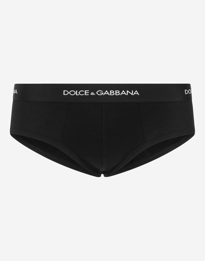Shop Dolce & Gabbana Brando Briefs In Ribbed Cotton In Black