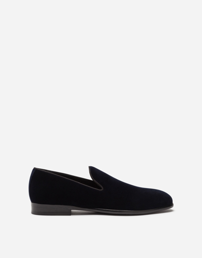 Shop Dolce & Gabbana Slippers In Velvet In Blue