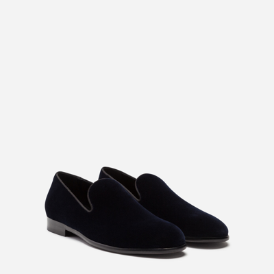 Shop Dolce & Gabbana Slippers In Velvet In Blue