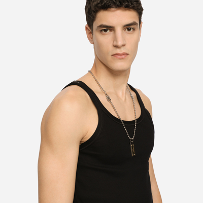 Shop Dolce & Gabbana Fine-rib Cotton Jersey Singlet In Black