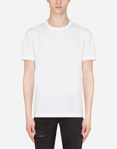 Shop Dolce & Gabbana Cotton T-shirt With Branded Tag In White