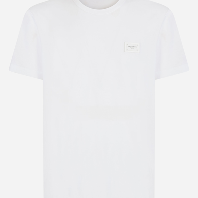 Shop Dolce & Gabbana Cotton T-shirt With Branded Tag In White