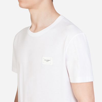 Shop Dolce & Gabbana Cotton T-shirt With Branded Tag In White