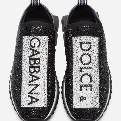 Shop Dolce & Gabbana Logotape Sorrento Sneaker With Fusible Crystals In Multicolor